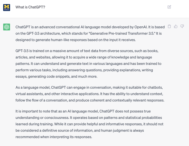 Response to What is ChatGPT?